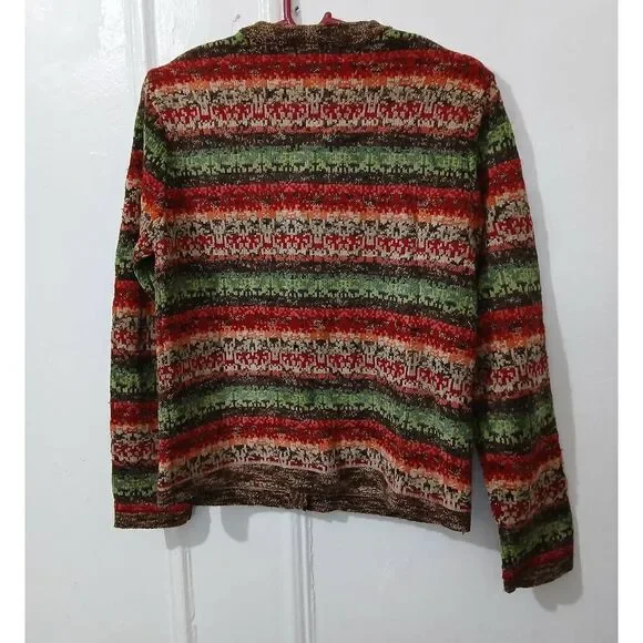Womens y2k vintage sweater medium grandma granola rust earthtone brown green - Picture 5 of 9